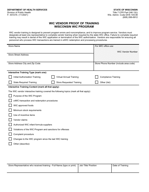 Form F-44727A  Printable Pdf