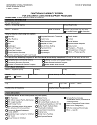 Document preview: Form F-00367 Functional Eligibility Screen for Children's Long-Term Support Programs - Wisconsin