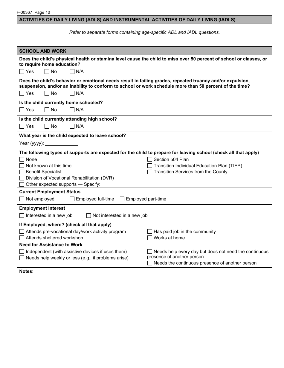Form F-00367 Functional Eligibility Screen for Childrens Long-Term Support Programs - Wisconsin, Page 10