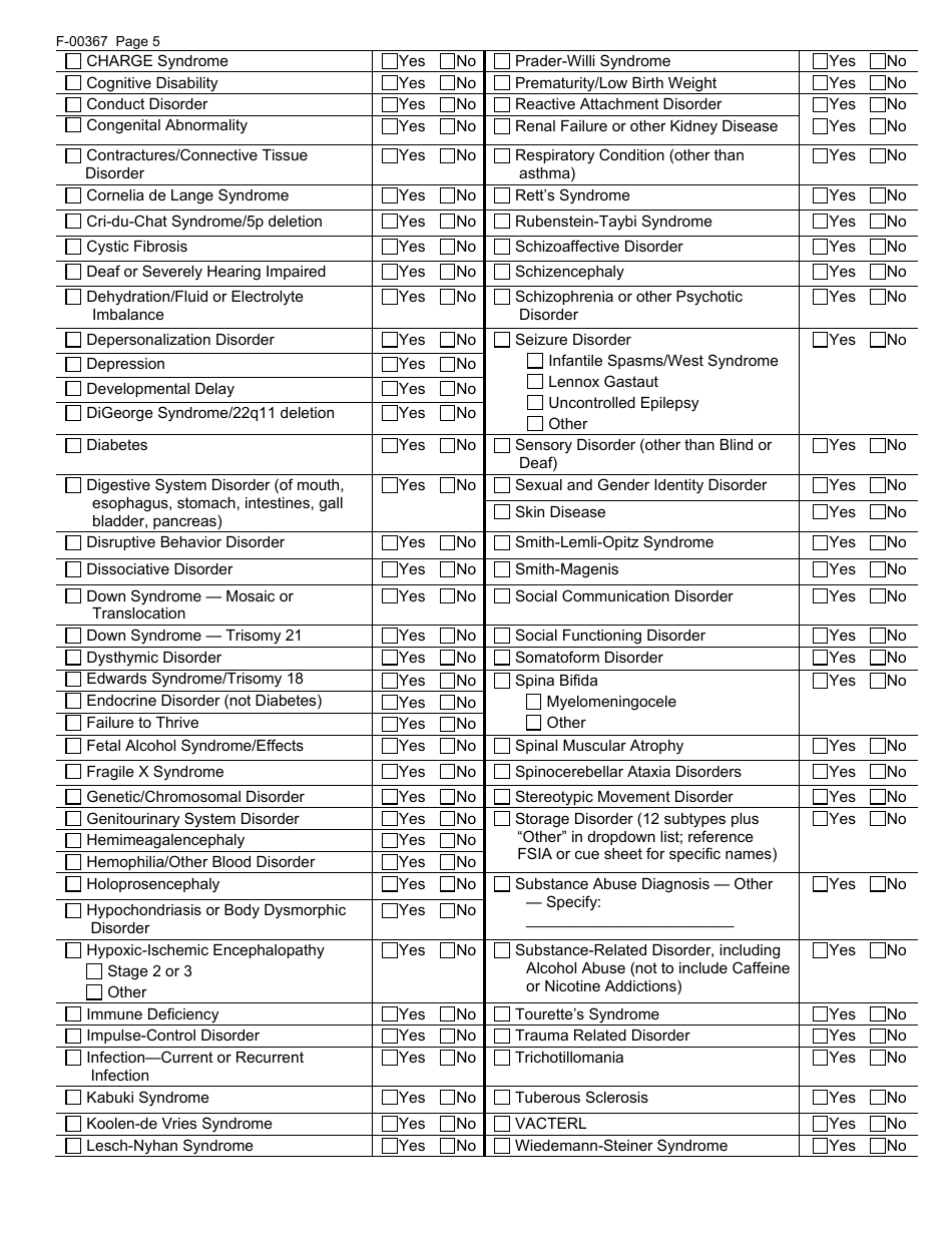 Form F-00367 Functional Eligibility Screen for Childrens Long-Term Support Programs - Wisconsin, Page 5