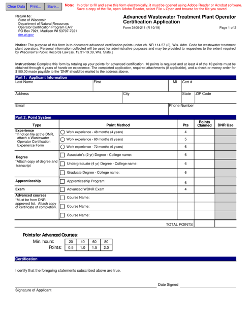 Form 3400-211  Printable Pdf