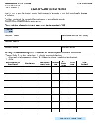Document preview: Form F-02768 Covid-19 Wasted Vaccine Record - Wisconsin