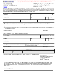 Document preview: Form 4400-181 Solid Waste Disposal Facility Operator Interim Certification Application - Wisconsin
