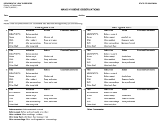 Document preview: Form F-02475 Hand Hygiene Observations - Wisconsin