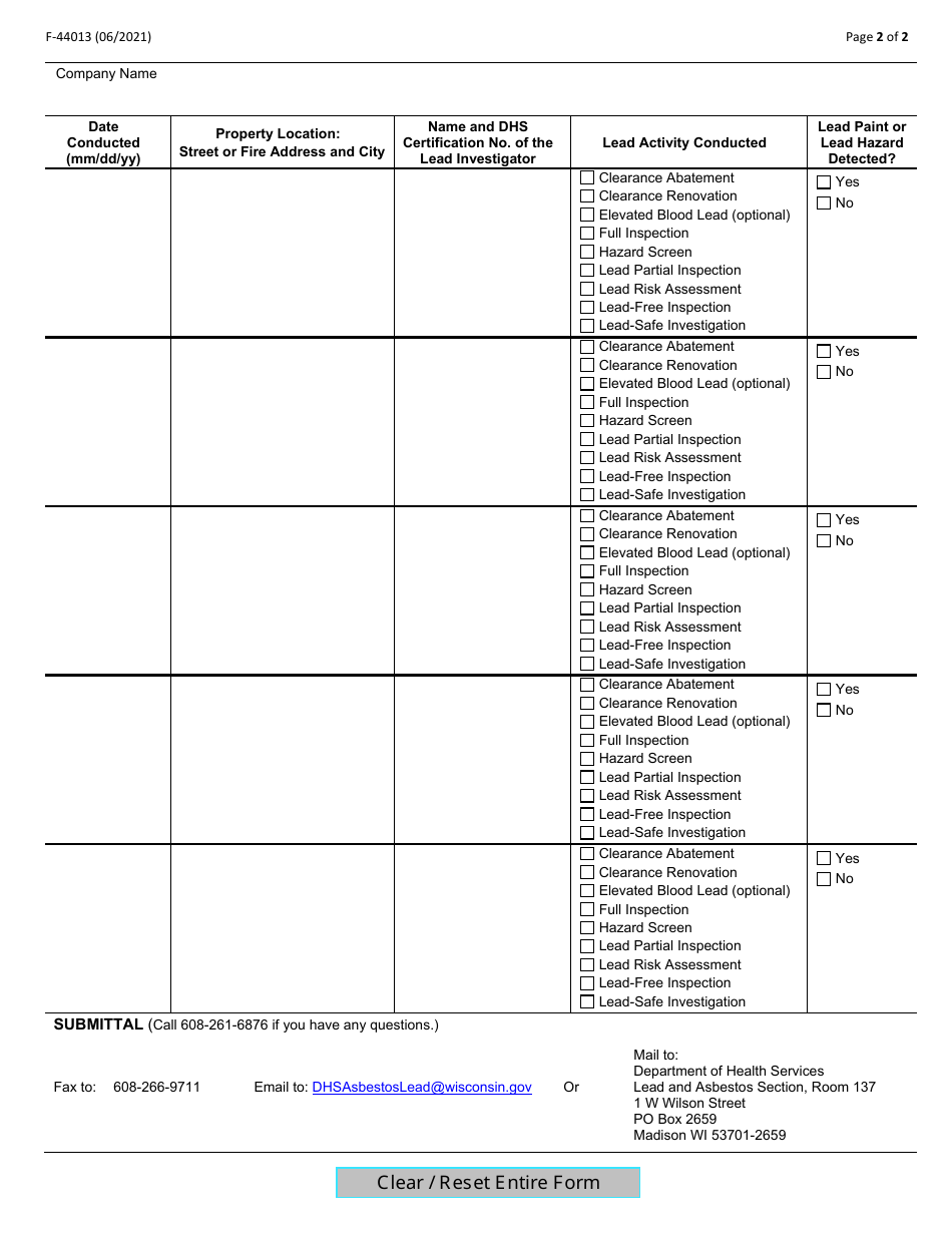 Form F44013 Download Fillable PDF or Fill Online LeadBased Paint (Lbp