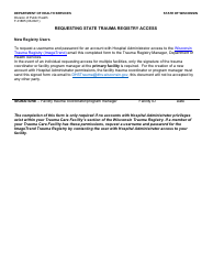 Document preview: Form F-01885 Requesting State Trauma Registry Access - Wisconsin