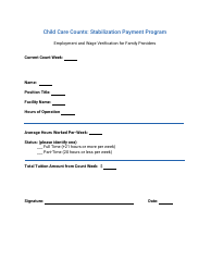 Document preview: Employment and Wage Verification for Family Providers - Child Care Counts: Stabilization Payment Program - Wisconsin