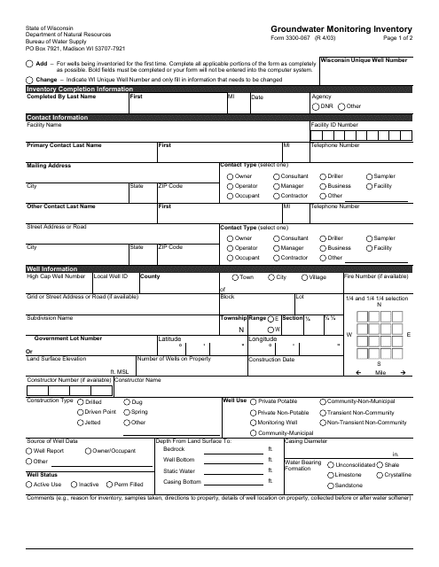 Form 3300-067  Printable Pdf