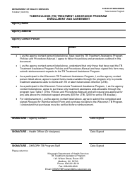 Document preview: Form F-02462 Tuberculosis (Tb) Treatment Assistance Enrollment and Agreement - Wisconsin