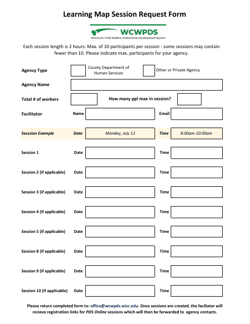 Learning Map Session Request Form - Wisconsin Download Pdf