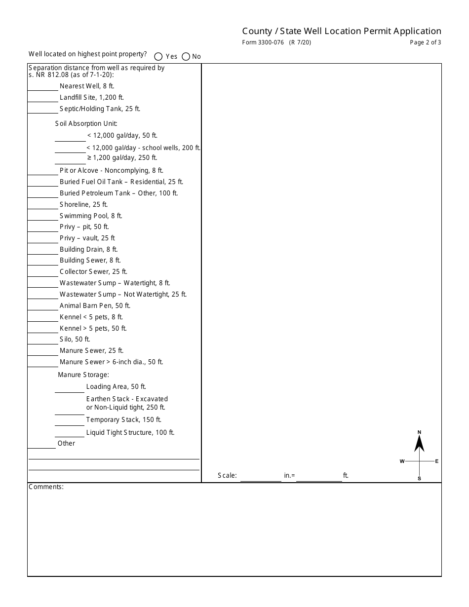 Form 3300-076 County / State Well Location Permit Application - Wisconsin, Page 2