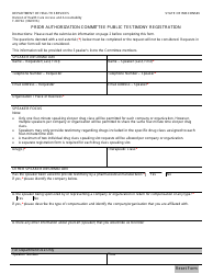 Form F-00704 Prior Authorization - Committee Public Testimony Registration - Wisconsin