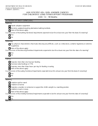 Form F-00367C Age-Specific Adl/Iadl Answer Choices for Children&#039;s Long-Term Support Programs Age: 12 to 18 Months - Wisconsin