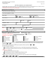Form F-02086 Histoplasmosis Case Worksheet - Wisconsin
