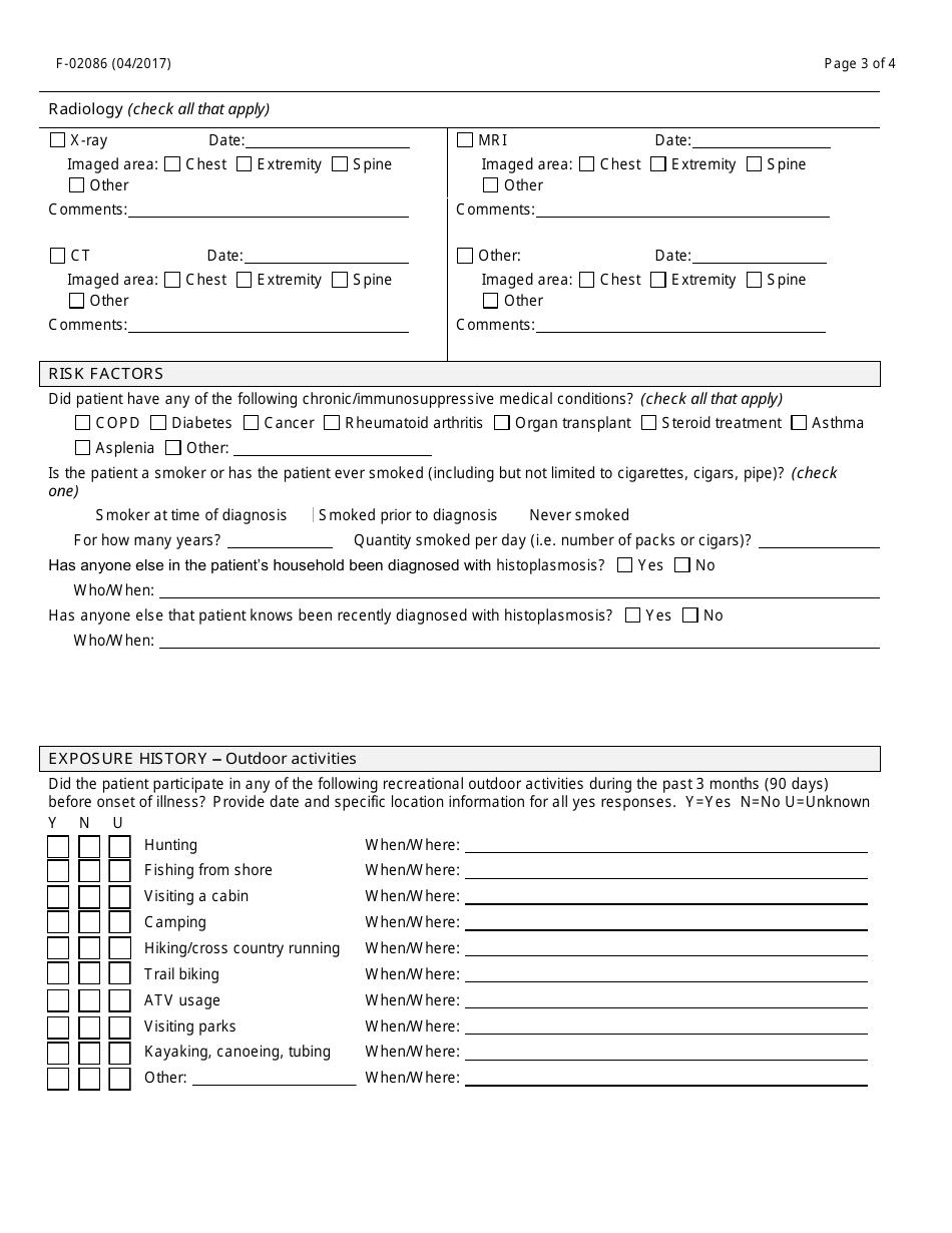 Form F-02086 Histoplasmosis Case Worksheet - Wisconsin, Page 3