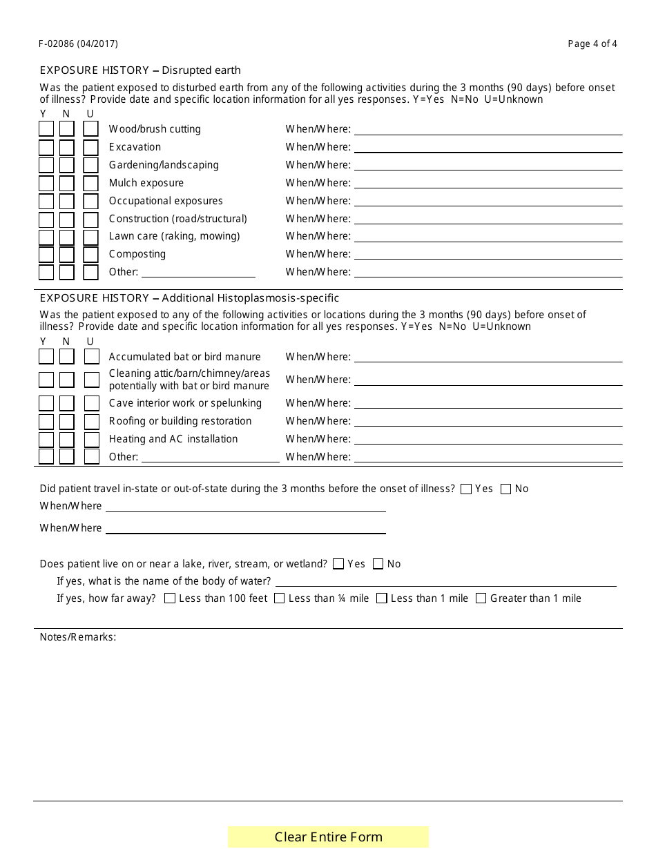 Form F-02086 Histoplasmosis Case Worksheet - Wisconsin, Page 4