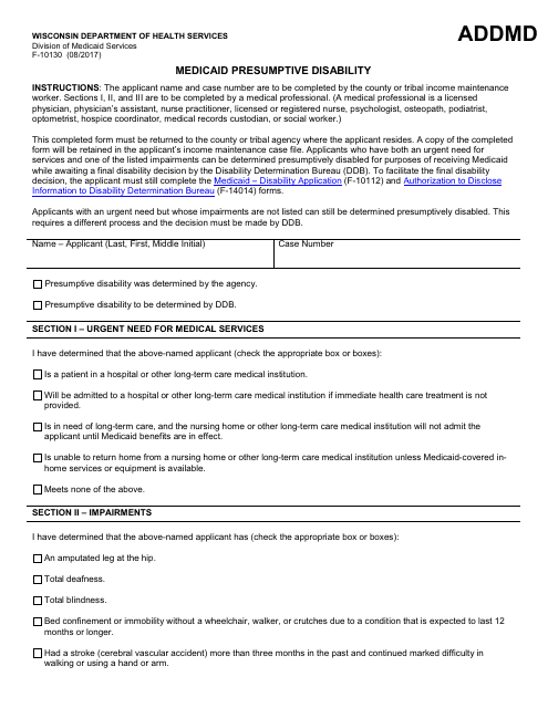 Form F-10130  Printable Pdf