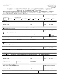 Form F-62607 Request for Use of Restraints, Isolation, or Protective Equipment as Part of a Behavior Support Plan - Wisconsin