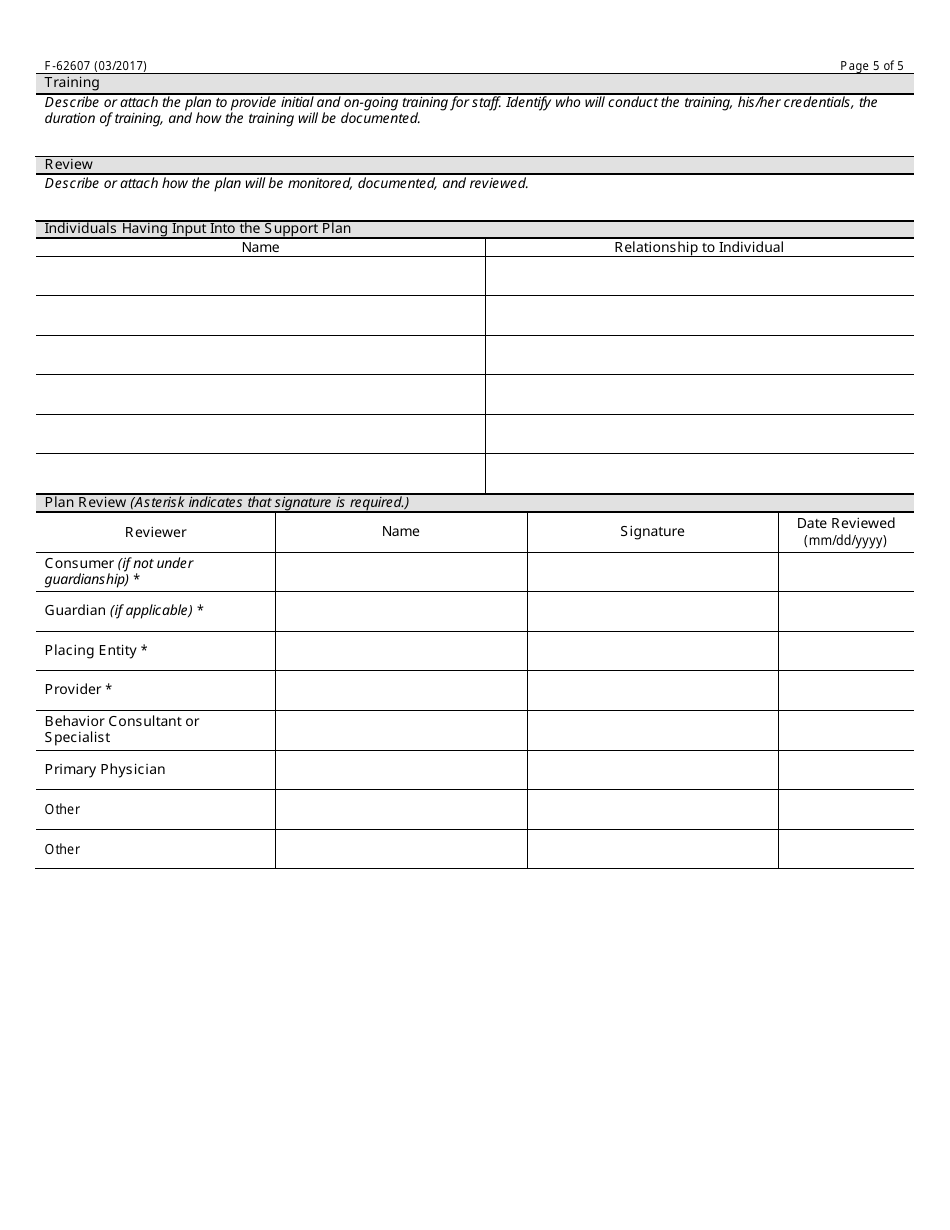 Form F-62607 Request for Use of Restraints, Isolation, or Protective Equipment as Part of a Behavior Support Plan - Wisconsin, Page 5