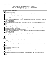 Form F-00367K Age-Specific Adl/Iadl Answer Choices for Children&#039;s Long-Term Support Programs Age: 14 - 18 Years - Wisconsin