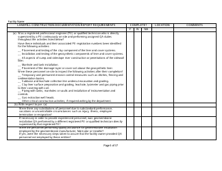 Landfill Construction Documentation Completeness Checklist - Wisconsin, Page 3