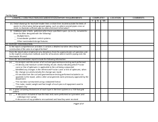 Landfill Construction Documentation Completeness Checklist - Wisconsin, Page 9