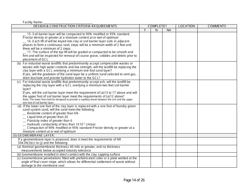 Wisconsin Design and Construction Criteria Completeness Checklist ...