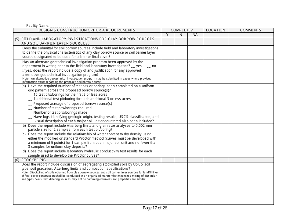 Design and Construction Criteria Completeness Checklist - Wisconsin, Page 17