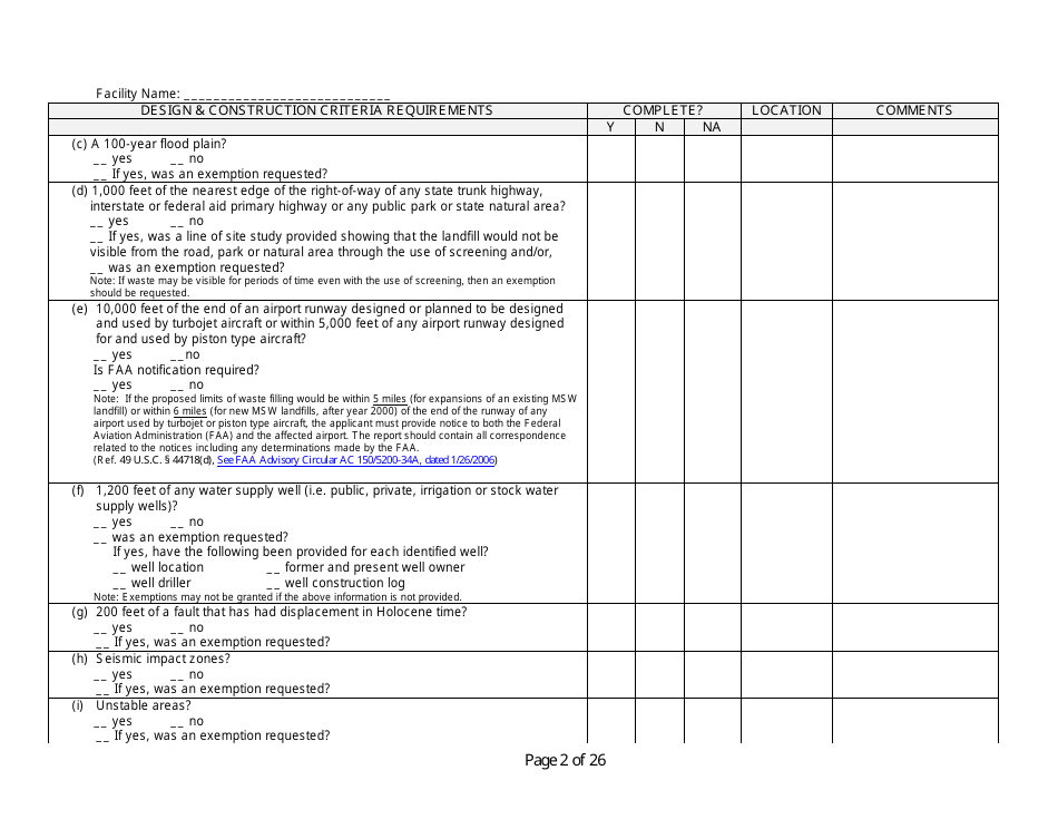 Wisconsin Design and Construction Criteria Completeness Checklist ...