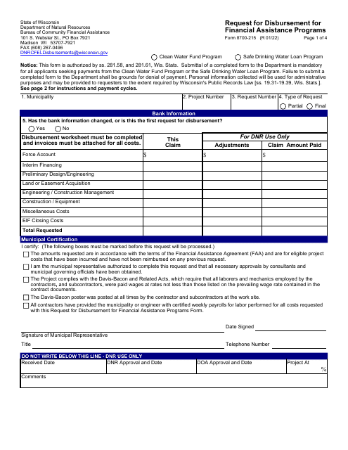 Form 8700-215  Printable Pdf