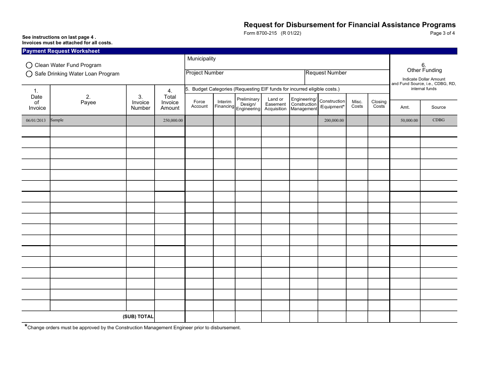 Form 8700-215 Request for Disbursement for Financial Assistance Programs - Wisconsin, Page 3
