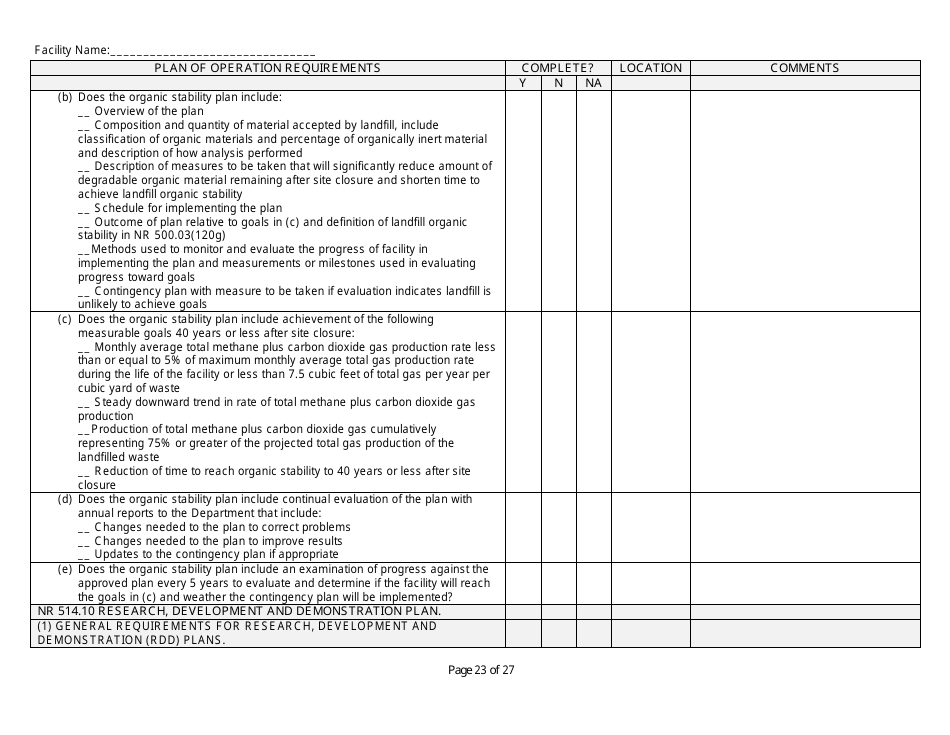 Plan of Operation Completeness Checklist - Wisconsin, Page 23