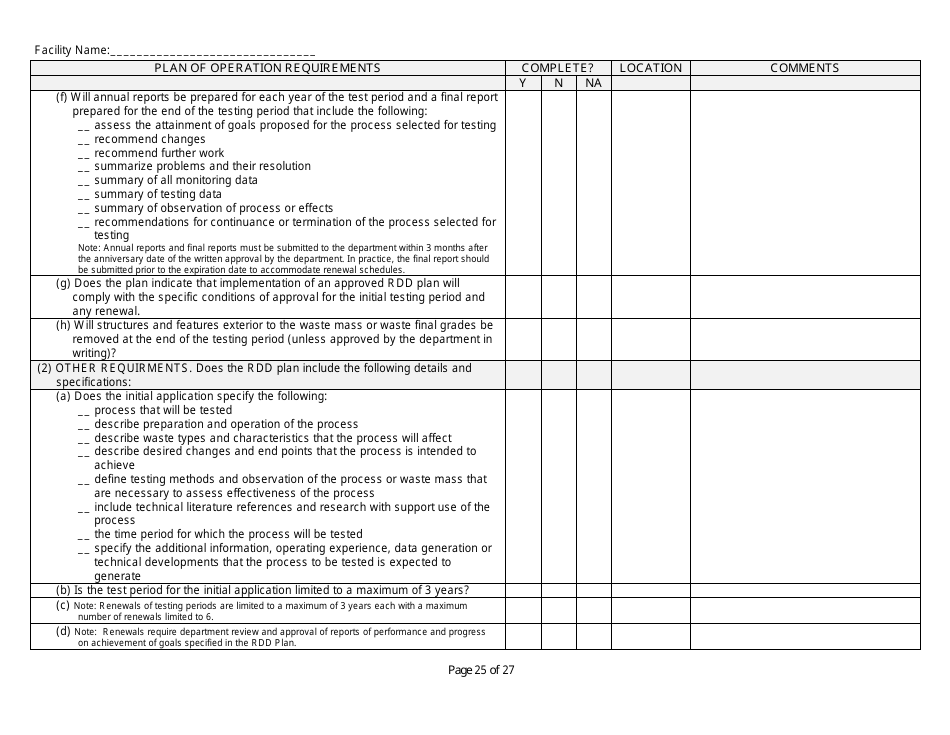 Plan of Operation Completeness Checklist - Wisconsin, Page 25