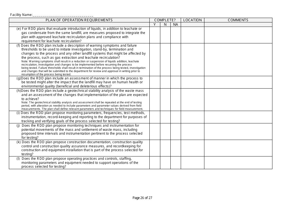 Plan of Operation Completeness Checklist - Wisconsin, Page 26