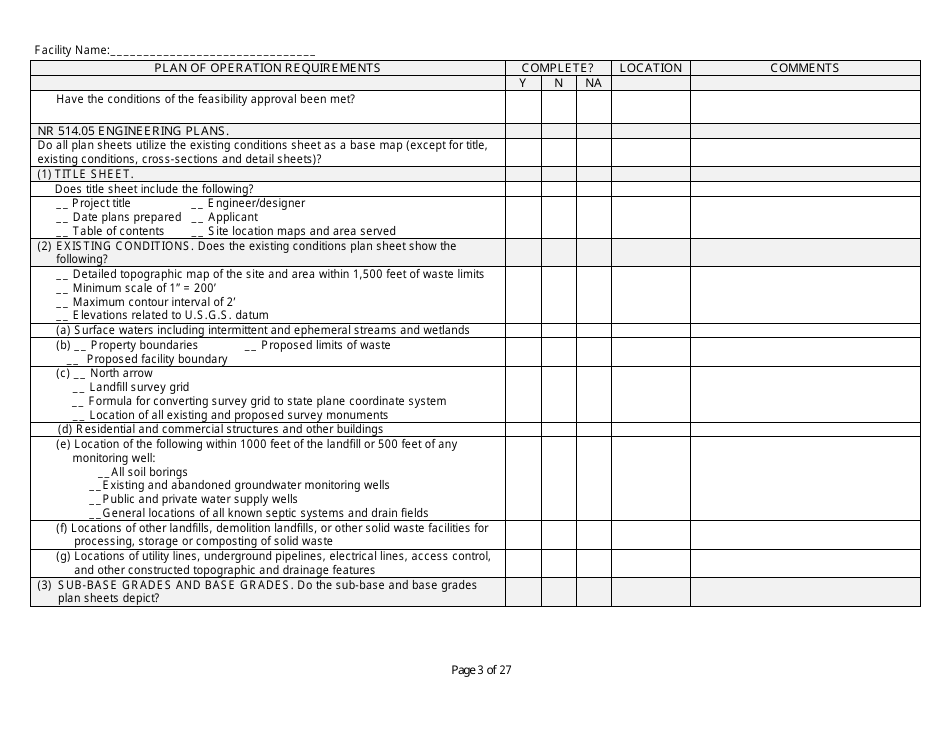 Plan of Operation Completeness Checklist - Wisconsin, Page 3
