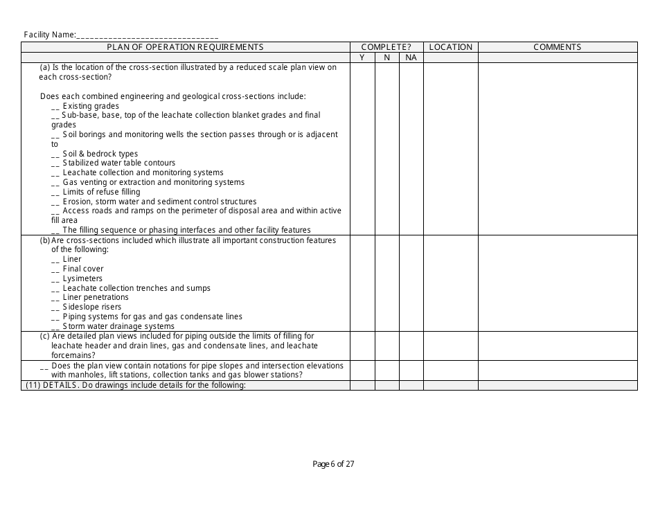 Plan of Operation Completeness Checklist - Wisconsin, Page 6