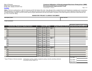 Form 8700-257 Contract Utilization of Disadvantaged Business Enterprises (Dbe) Environmental Improvement Fund - Wisconsin