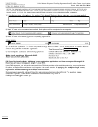 Form 3400-249 Solid Waste Disposal Facility Operator Certification Exam Application - Wisconsin