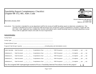 Document preview: Feasibility Report Completeness Checklist - Wisconsin