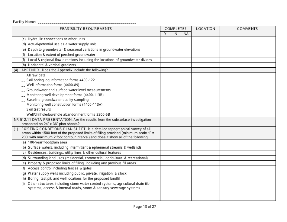 Feasibility Report Completeness Checklist - Wisconsin, Page 13