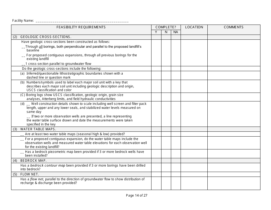 Feasibility Report Completeness Checklist - Wisconsin, Page 14