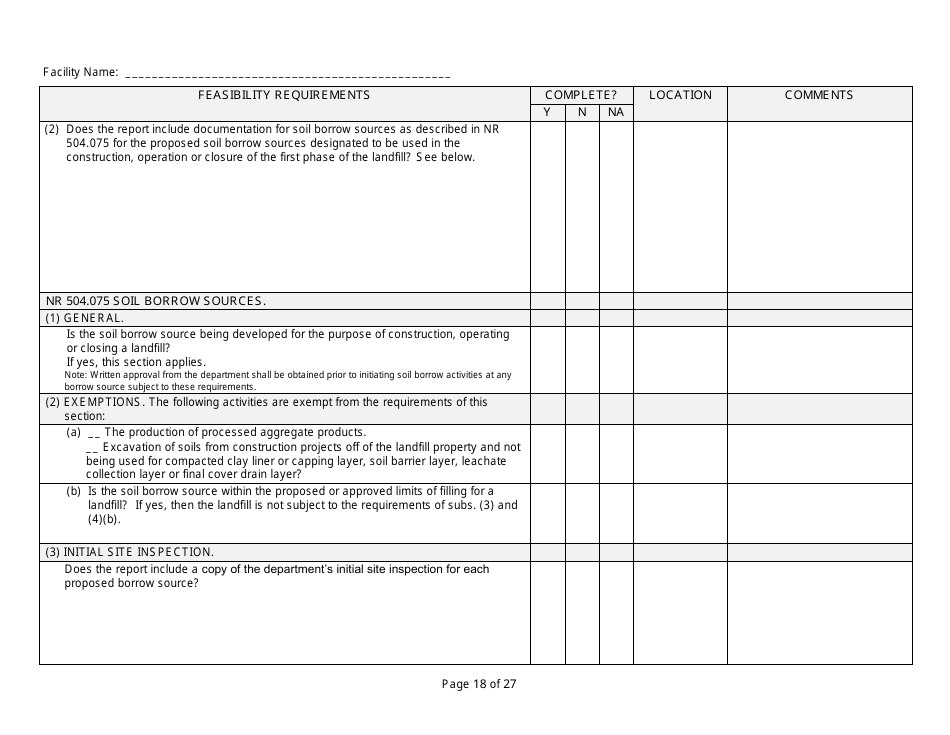 Feasibility Report Completeness Checklist - Wisconsin, Page 18