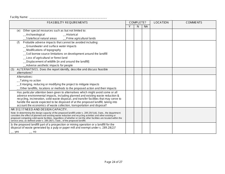 Feasibility Report Completeness Checklist - Wisconsin, Page 24