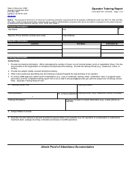 Document preview: Form 4400-190 Operator Training Report - Wisconsin