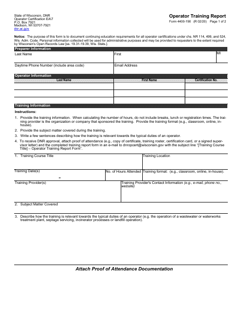 Form 4400-190  Printable Pdf