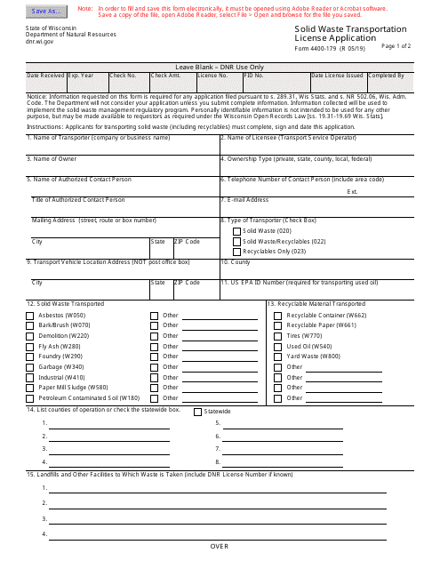 Form 4400-179  Printable Pdf