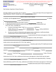Document preview: Form 4400-187 Irrevocable Letter of Credit for Corrective Action - Wisconsin