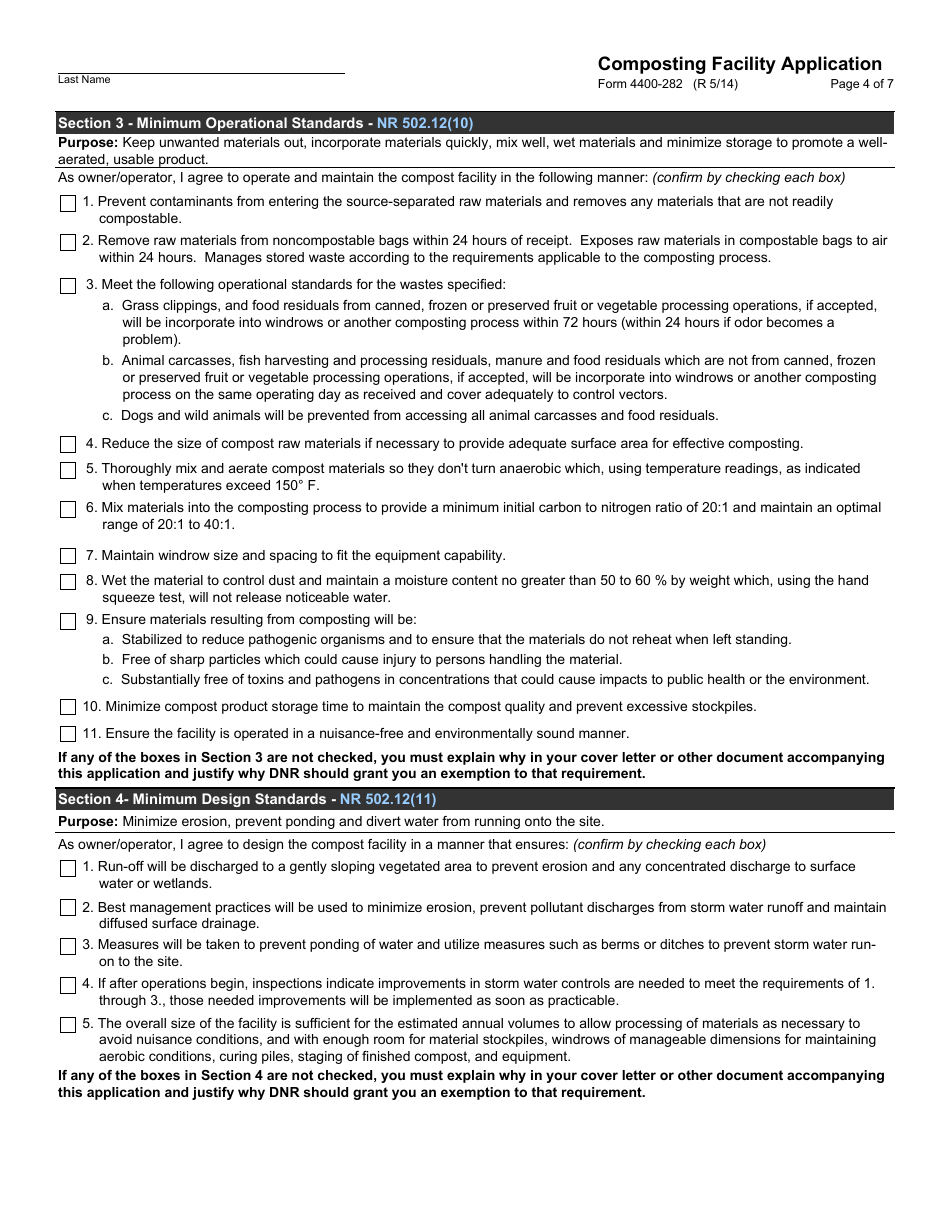 Form 4400-282 Composting Facility Application - Wisconsin, Page 4