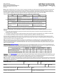 Document preview: Form 4400-284 Solid Waste Transfer Facility Plan of Operation Application - Wisconsin