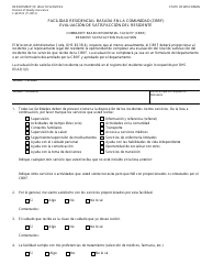 Document preview: Formulario F-62372 Facilidad Residencial Basada En La Comunidad (Cbrf) Evaluacion De Satisfaccion Del Residente - Wisconsin (Spanish)